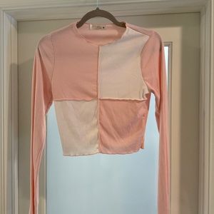 Pink & White Harlequin Crop Top, Size M